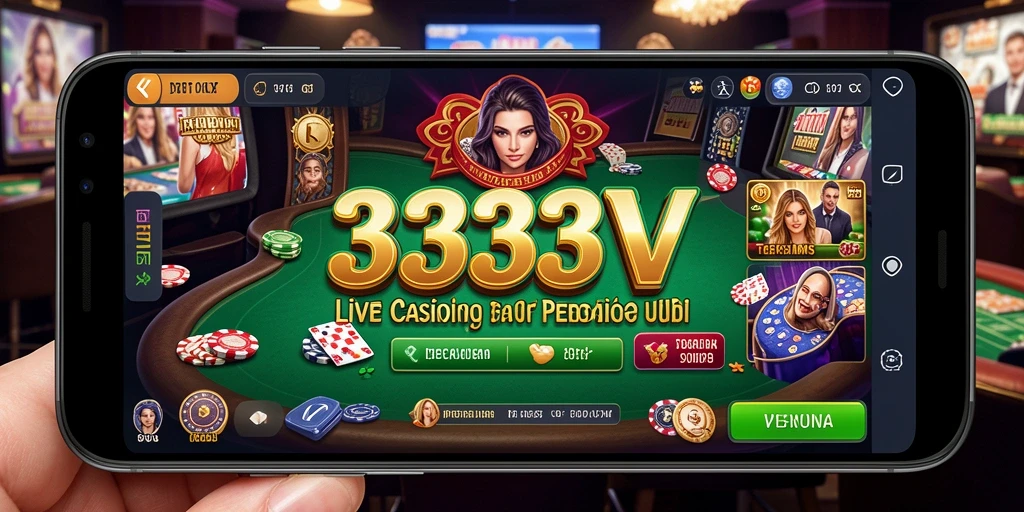 Tampilan gameplay Live Casino dari aplikasi 333V yang memukau dan interaktif.