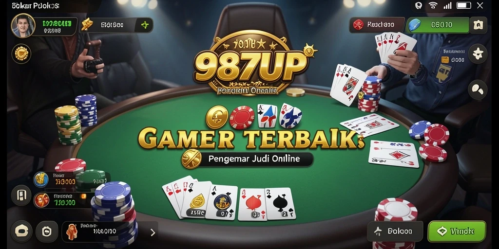 Tampilan gameplay menarik dari 987UP yang menyajikan suasana Poker yang seru.