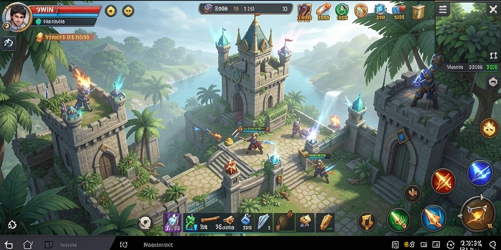 Tampilan gameplay mendebarkan dalam 9WIN Tower Defense.