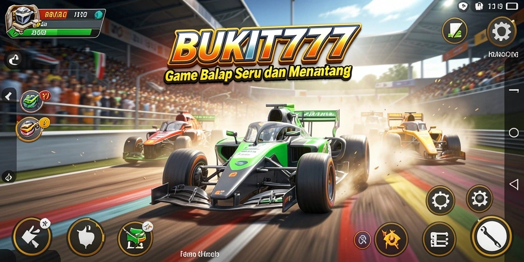 Screenshot gameplay BUKIT777 menampilkan aksi balap yang mendebarkan.