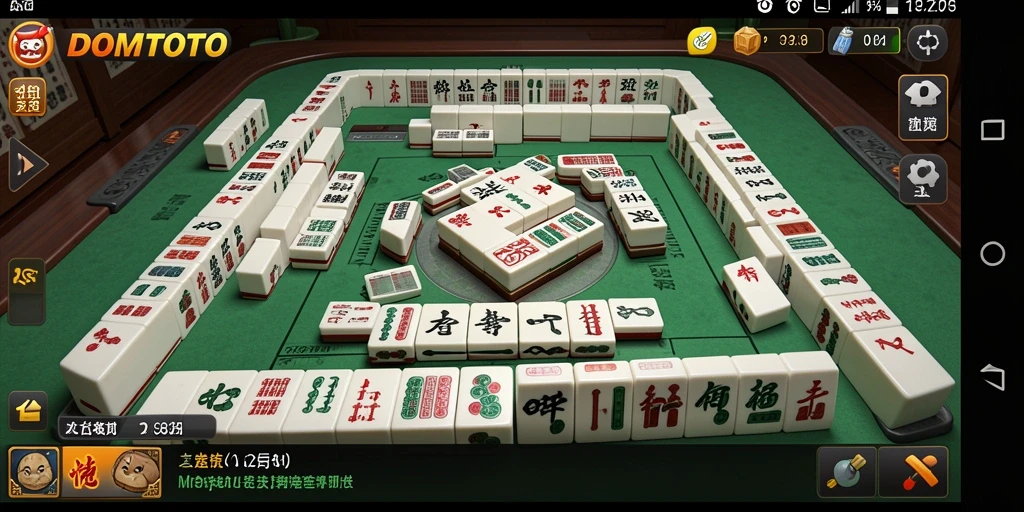 Screenshot gameplay DOMTOTO yang menampilkan aksi seru permainan Mahjong.
