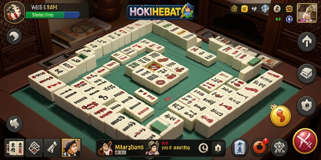 Tampilan gameplay seru HOKIHEBAT dengan banyak pilihan level Mahjong.