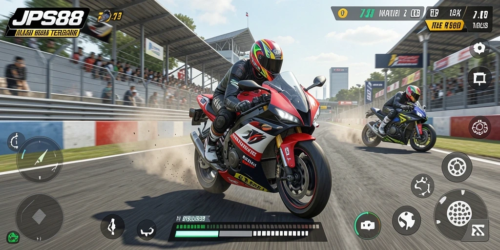 Gameplay seru dalam balap motor JPS88 yang mengesankan.