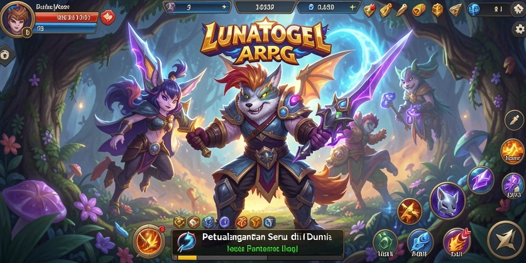Gameplay seru di LUNATOGEL dengan pertarungan mendebarkan.