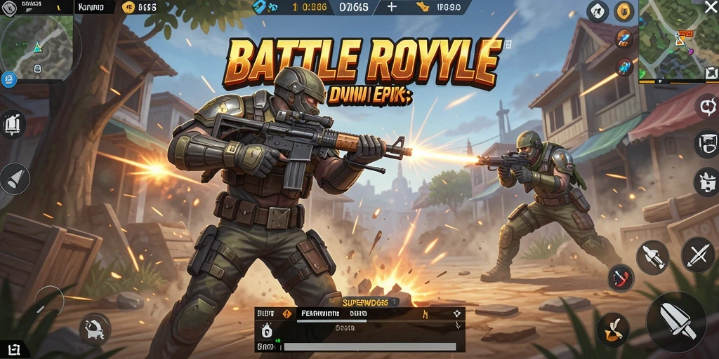 Tangkapan layar SUPERWD666 menampilkan aksi Battle Royale yang mendebarkan.
