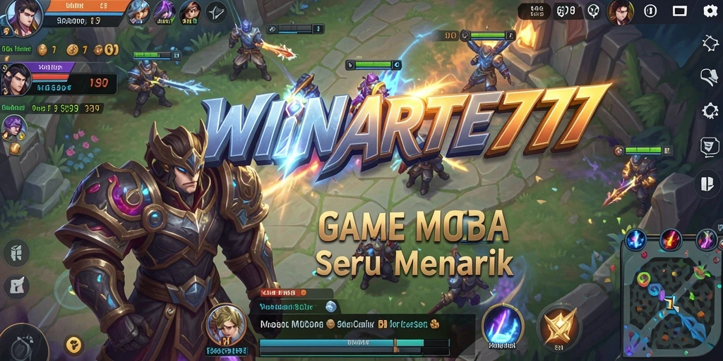 Screenshot gameplay WINRATE777 yang menunjukkan aksi pertempuran MOBA.